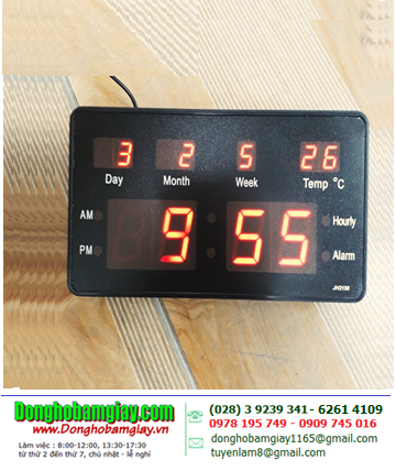 Đồng hồ LED JH2158 Digital Clock, Đồng hồ Xem giờ và Báo thức (21cmx5.8cm) Giờ-Phút, Ngày-Tuần-Tháng và Nhiệt độ /LED ĐỎ  /Bảo hành 06 tháng 
